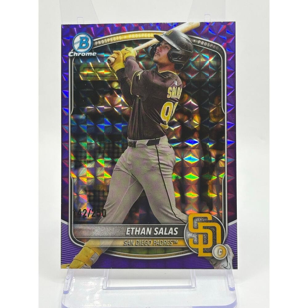 2025 Bowman Chrome Ethan Salas Purple Geometric Refractor 142/250 SP Padres